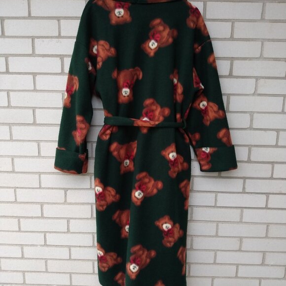 Vintage Fleece Teddy Bear Housecoat Adult Size Large Warm Winter Robe - Picture 8 of 10